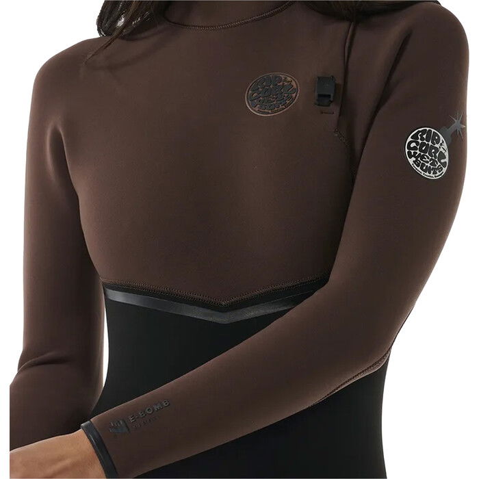 2024 Rip Curl Womens E-Bomb 3/2mm Zip Free Wetsuit 14MWFS - Chocolate Brown